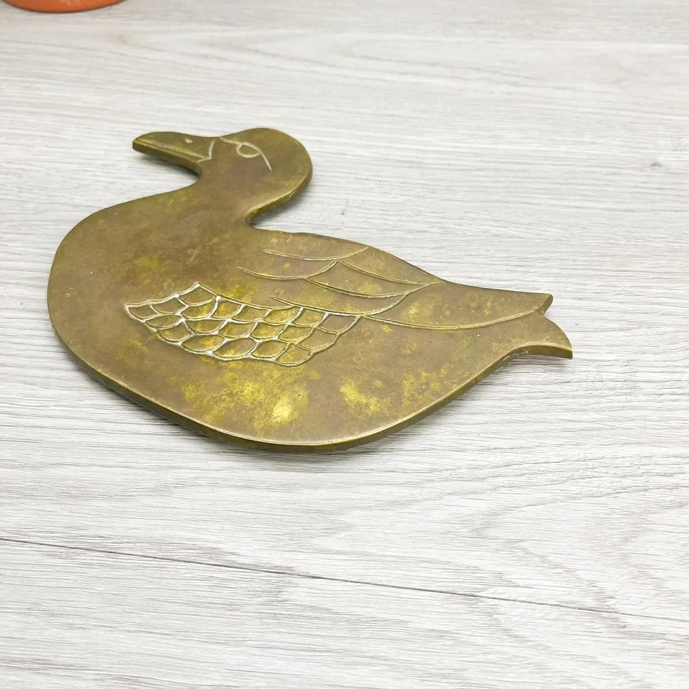Vintage Brass Duck Trivet: Retro‎ Nautical Decor
